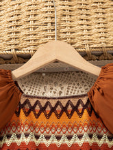 Bohemian Style Puff Sleeve Patchwork Dress For Girls